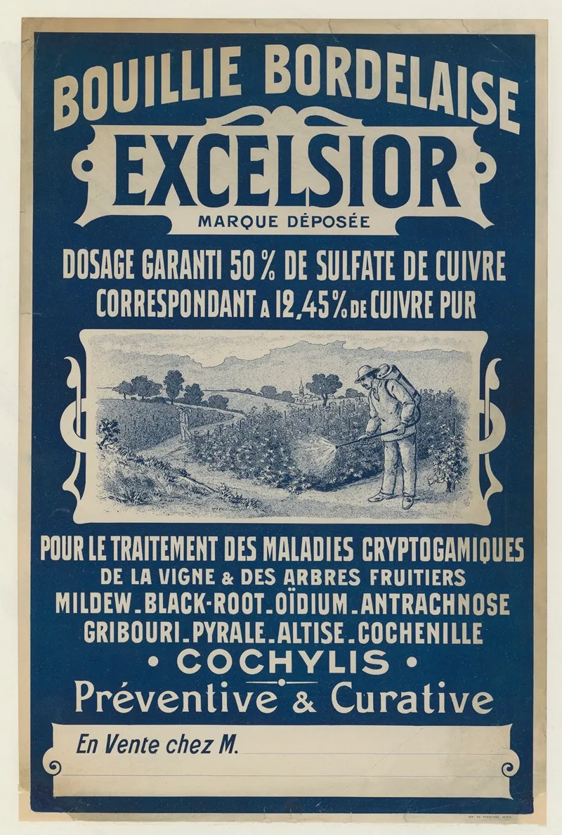 Bouillie Bordelaise Excelsior Pour Le Traitement Des Maladies Cryptogamiques De La Vigne Et Des Arbres Fruitiers Wall Art by Imp. Ed. Perronne - High-Resolution Digital Print