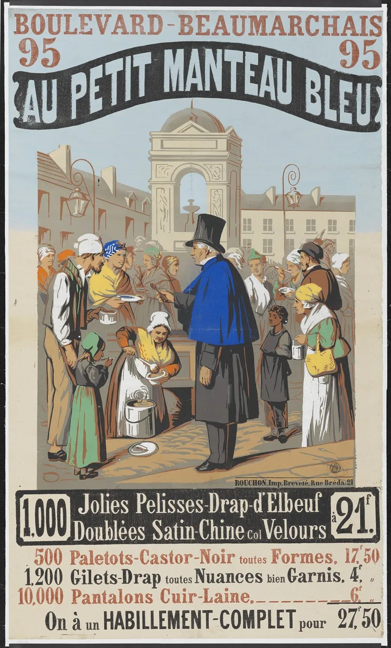 Boulevard Beaumarchais 95 Au Petit Manteau Bleu 1000 Jolies Pelisses Drap Delbeuf A 21 F Wall Art by Imp. Rouchon - High-Resolution Digital Print