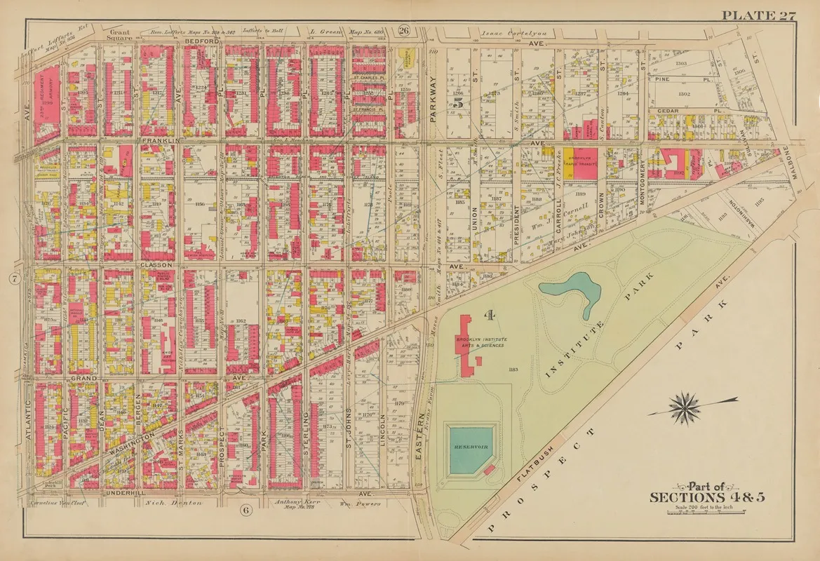 Bounded By Bedford Avenue Malbone Street Prospect Park Flatbush Avenue Eastern Parkway Underhill Avenue And Atlantic Avenue Wall Art by George Washington Bromley - High-Resolution Digital Print