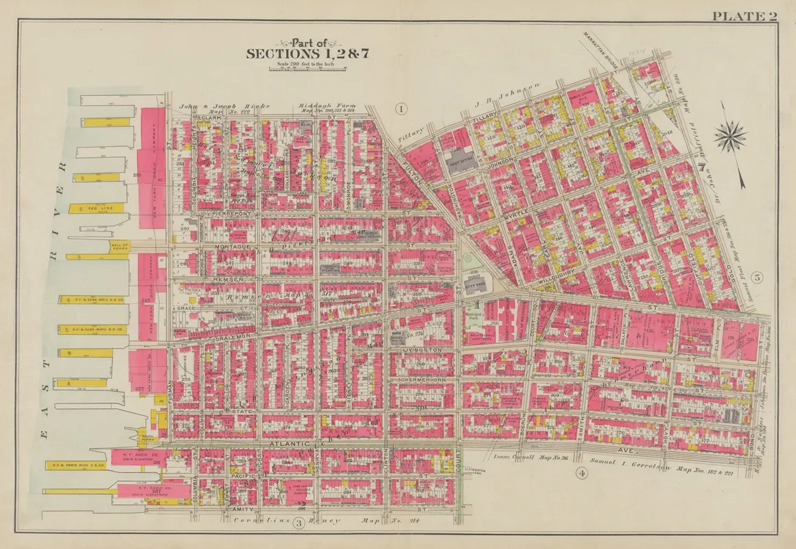 Bounded By Clark Street Fulton Street Tillary Street Gold Street Willoughby Street Bond Street Atlantic Avenue Court Street Amity Street Columbia Street Atlantic Avenue And East River Furm Wall Art by George Washington Bromley - High-Resolution Digital Print