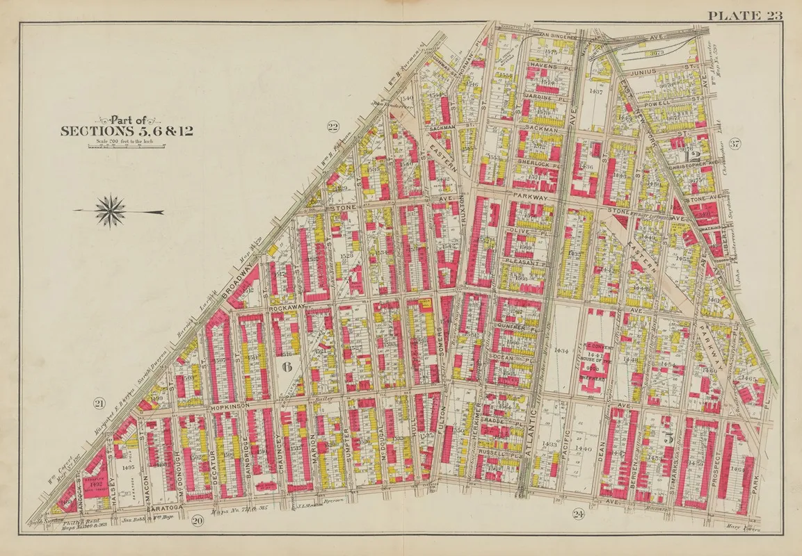 Bounded By Conway Street Norman Place Van Sinderen Avenue Liberty Avenue East New York Avenue Park Place Saratoga Avenue And Broadway Wall Art by George Washington Bromley - High-Resolution Digital Print