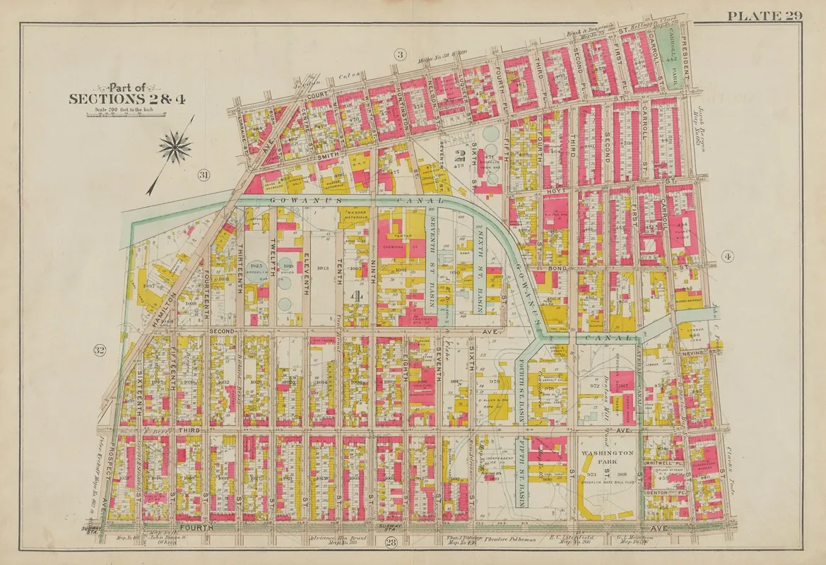 Bounded By Court Street Presudent Street Fourth Avenue Prospect Avenue And Lorraine Street Wall Art by George Washington Bromley - High-Resolution Digital Print