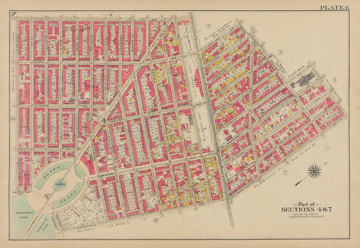 Bounded By Fifth Avenue Atlantic Avenue S Portland Avenue Hanson Place Greene Avenue Clermont Avenue Lafayette Avenue Washington Avenue Underhill Avenue Eastern Parkway Prospect Park West A Wall Art by George Washington Bromley - High-Resolution Digital Print