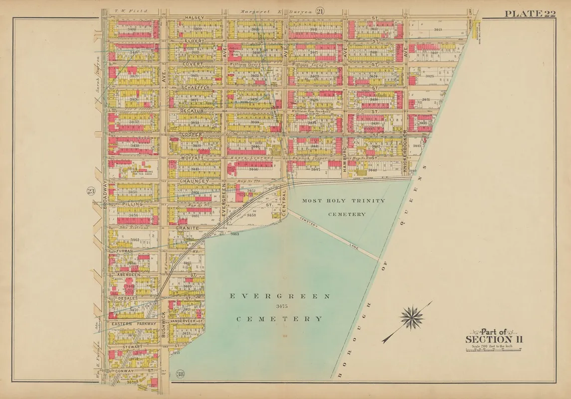 Bounded By Halsey Street Irving Avenue Eldert Street Knickerbocker Avenue Most Holly Trinity Cemetery Moffatt Street Central Avenue Chauncey Street Evergreen Avenue Granite Street Evergre Wall Art by George Washington Bromley - High-Resolution Digital Print