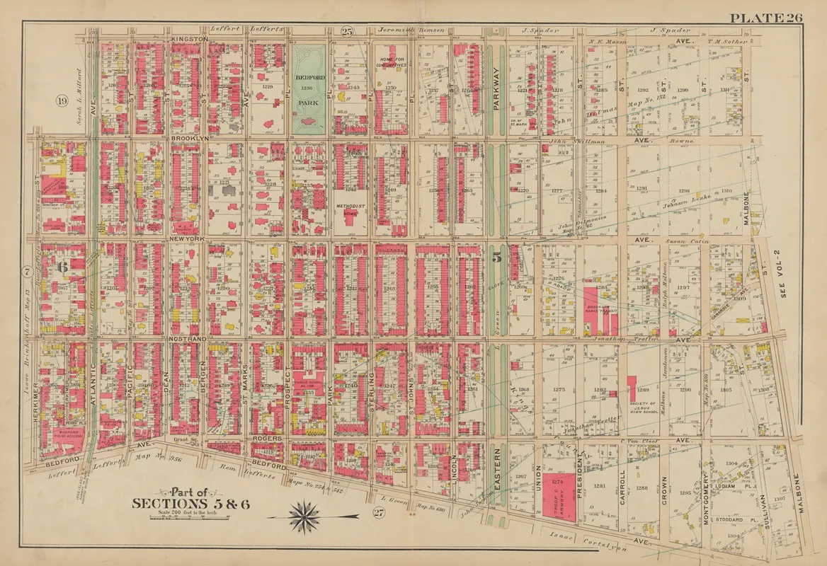 Bounded By Kingston Avenue Malbone Street Malbone Street Bedford Avenue Herkimer Street And Atlantic Avenue Wall Art by George Washington Bromley - High-Resolution Digital Print