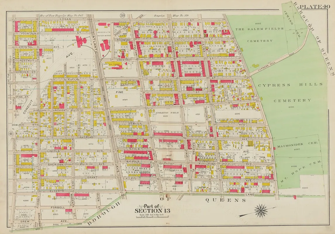 Bounded By Logan Street Jamaica Avenue The Salem Fields Cemetery Cypress Hills Cemetery Maimonides Cem Mt Hope Cem Elderts Lane Glen Street Magenta Street Drew Avenue Glendorm Avenue Wall Art by George Washington Bromley - High-Resolution Digital Print