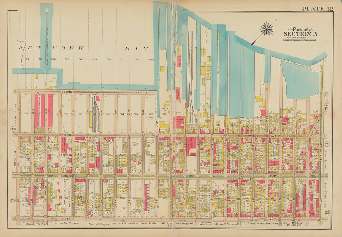 Bounded By New York Bay Second Avenue 28th Street Third Avenue Hamilton Avenue Prospect Avenue Fifth Avenue And 38th Street Wall Art by George Washington Bromley - High-Resolution Digital Print
