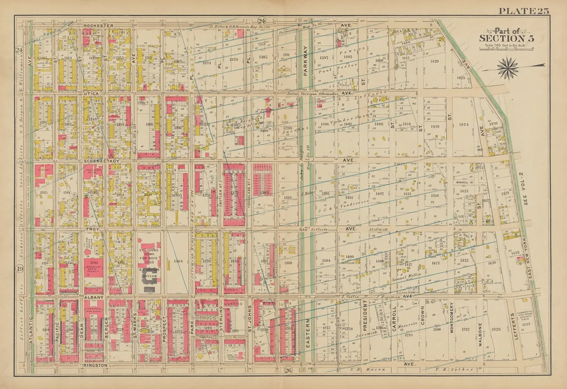 Bounded By Rochester Avenue East New York Avenue Kingston Avenue And Atlantic Avenue Wall Art by George Washington Bromley - High-Resolution Digital Print