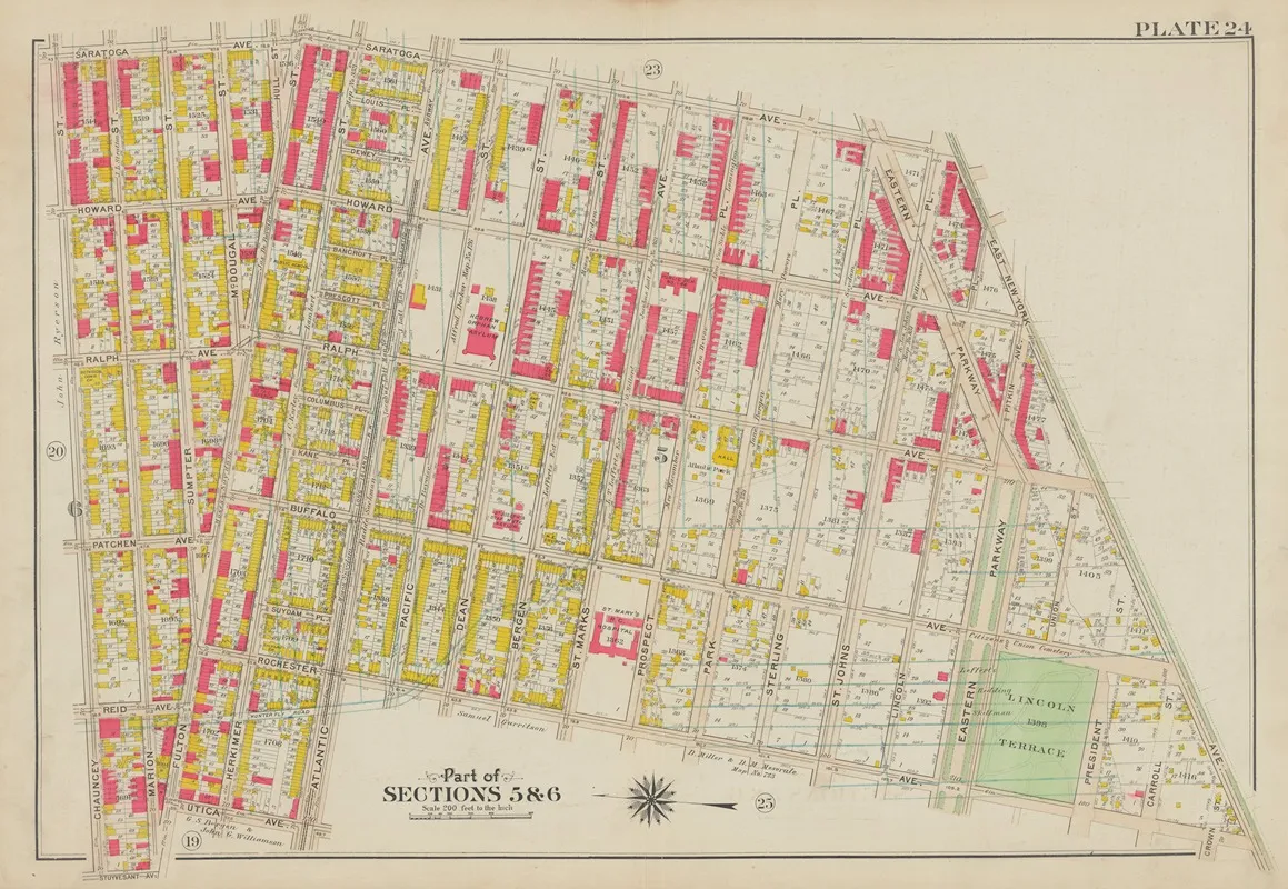 Bounded By Saratoga Avenue East New York Avenue Rochester Avenue Atlantic Avenue Utica Avenue Fulton Street Reid Avenue And Chauncey Street Wall Art by George Washington Bromley - High-Resolution Digital Print