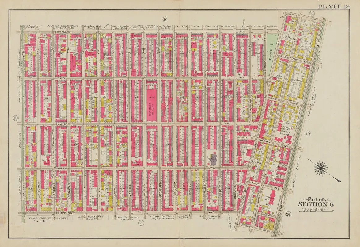 Bounded By Stuyvesant Avenue Fulton Street Utica Avenue Atlantic Avenue Brooklyn Avenue Fulton Street Tompkins Avenue And Lafayette Avenue Wall Art by George Washington Bromley - High-Resolution Digital Print