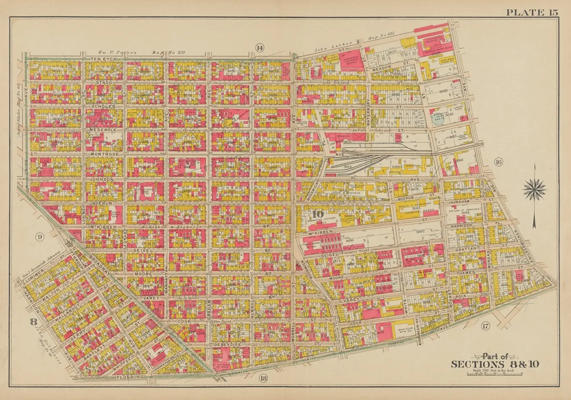 Bounded By Teneyck Street Morgan Avenue Knickerbocker Avenue Brooklyn And Newton Avenue Harrison Avenue Lorimer Street Broadway And Union Avenue Wall Art by George Washington Bromley - High-Resolution Digital Print
