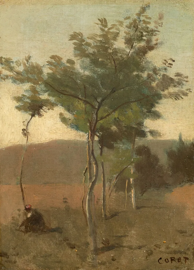 Bouquet Darbres Effet De Crepuscule Wall Art by Jean-Baptiste-Camille Corot - High-Resolution Digital Print