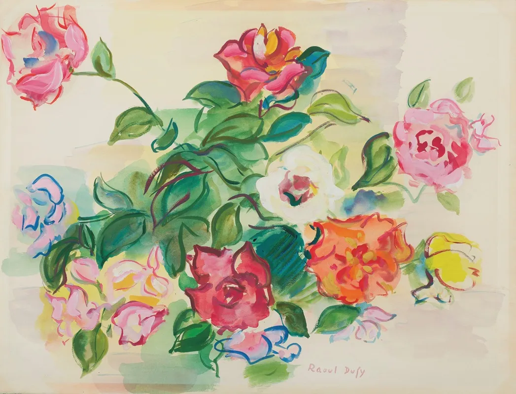 Bouquet De Roses 2 Wall Art by Raoul Dufy - High-Resolution Digital Print