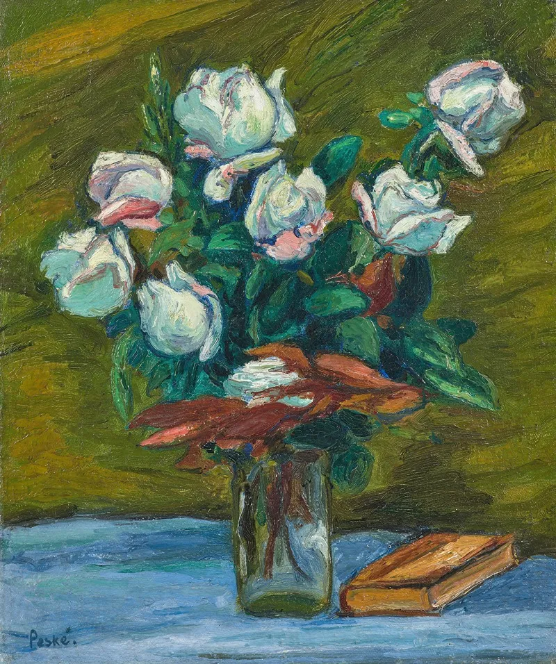 Bouquet De Roses Blanches Dans Un Vase