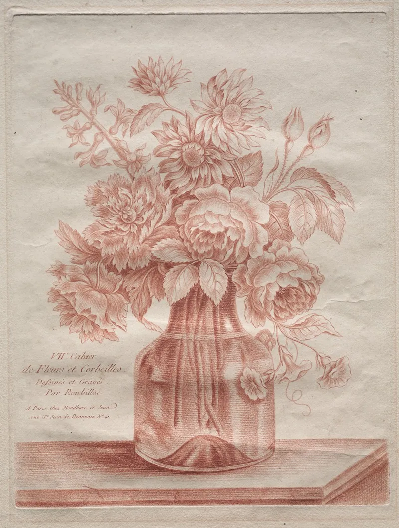 Bouquet In A Glass Bottle Wall Art by Roubillac - High-Resolution Digital Print