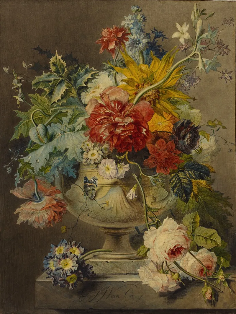 Bouquet Of Flowers In A Vase 3 Wall Art by Georgius Jacobus Johannes van Os - High-Resolution Digital Print