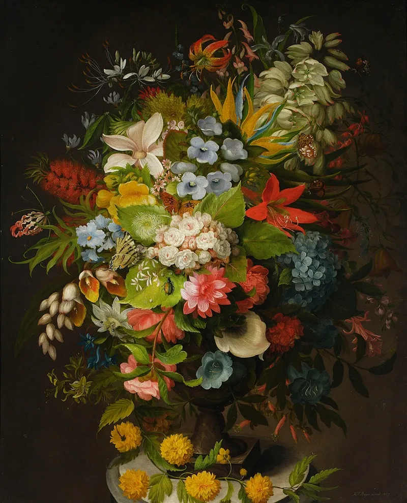 Bouquet Of Flowers In A Vase 4 Wall Art by Henryka Beyer - High-Resolution Digital Print