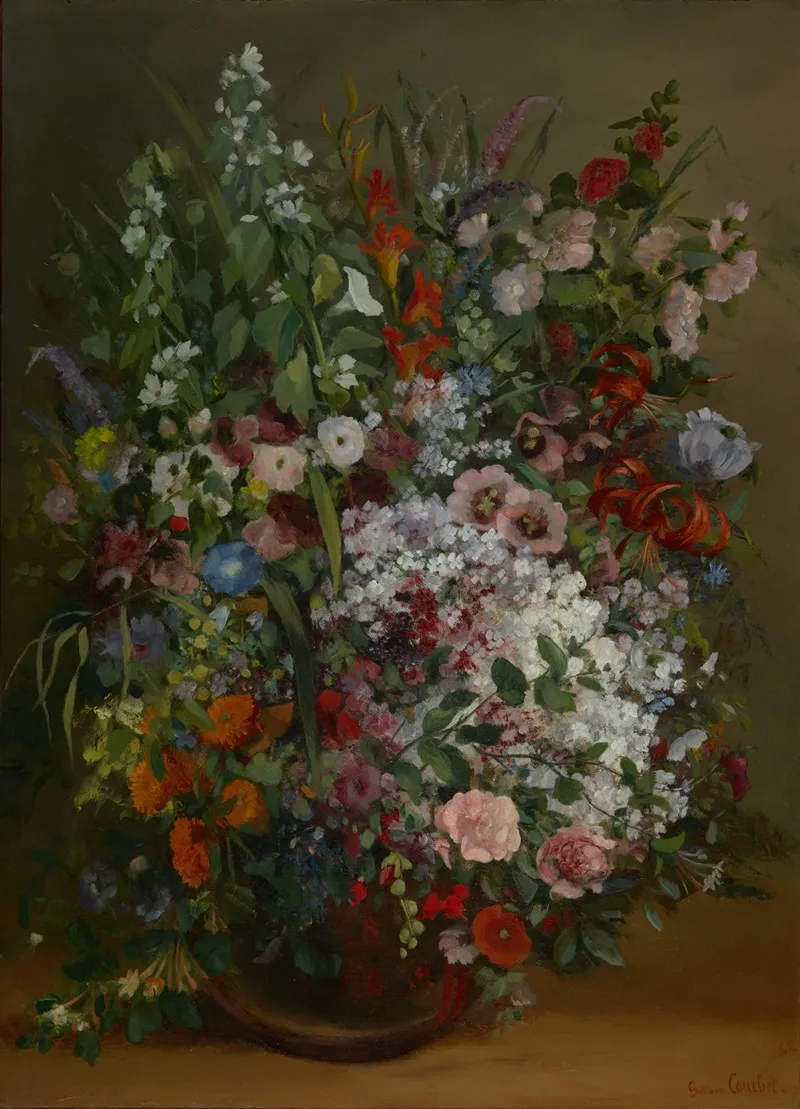 Bouquet Of Flowers In A Vase Wall Art by Gustave Courbet - High-Resolution Digital Print