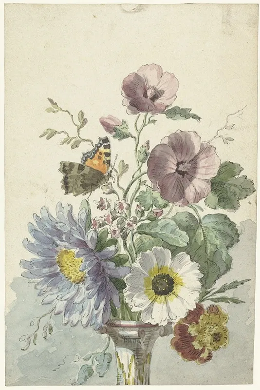 Bouquet Of Flowers With A Butterfly
