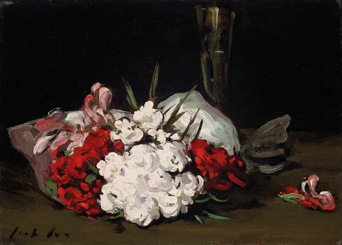 Bouquet Of Red And White Flowers With A Champagne Glass Wall Art by Samuel John Peploe - High-Resolution Digital Print