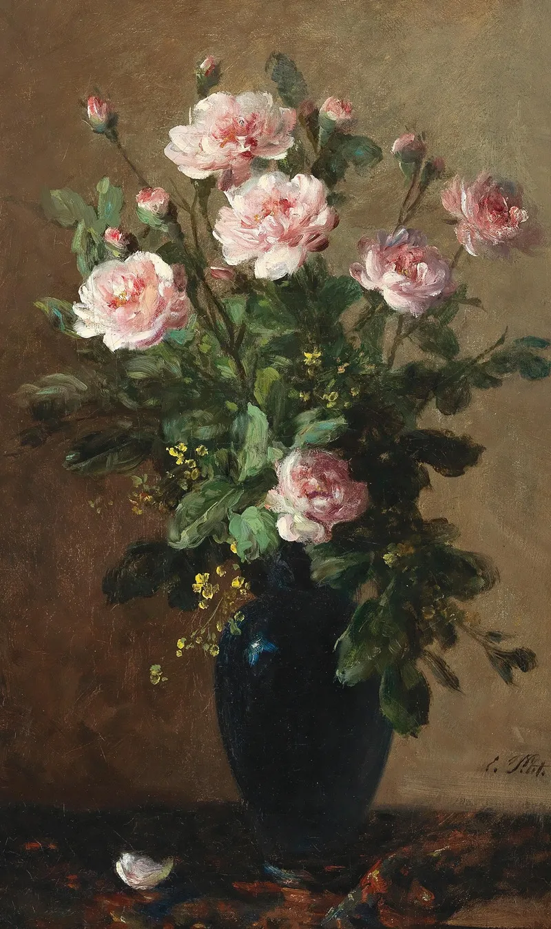 Bouquet Of Roses In A Vase Wall Art by Eugene Petit - High-Resolution Digital Print