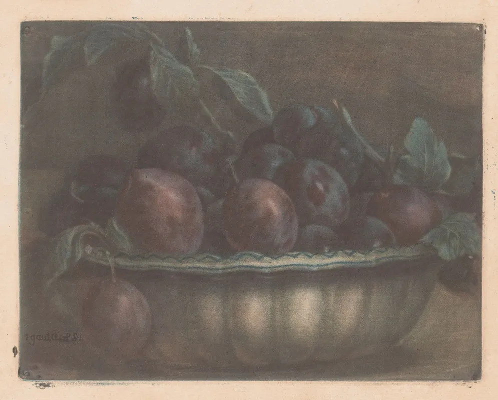 Bowl With Plums Wall Art by Jacques Fabien Gautier d'Agoty - High-Resolution Digital Print