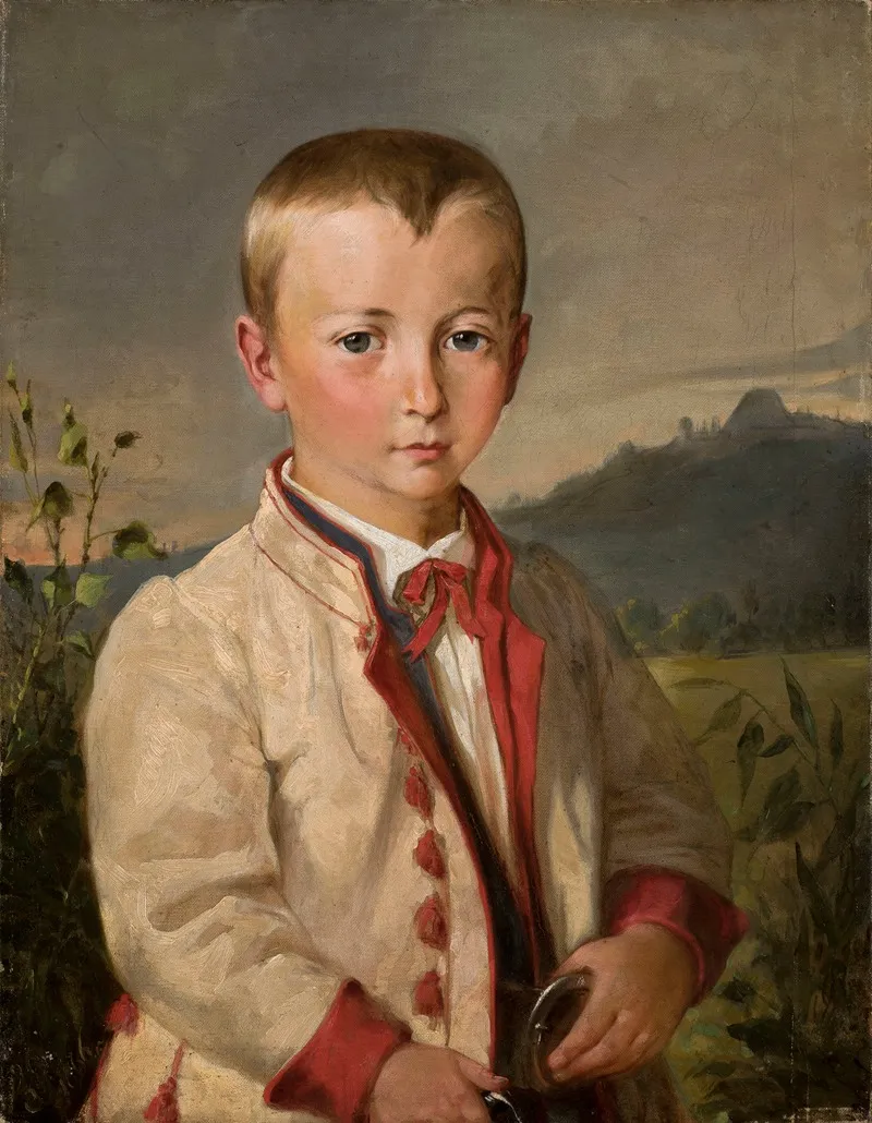 Boy Against Landscape Wall Art by Andrzej Bronisław Grabowski - High-Resolution Digital Print