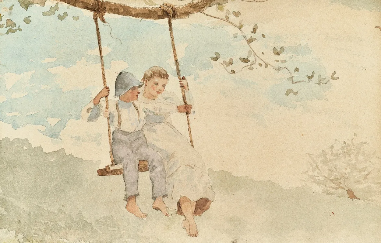 Boy And Girl On A Swing