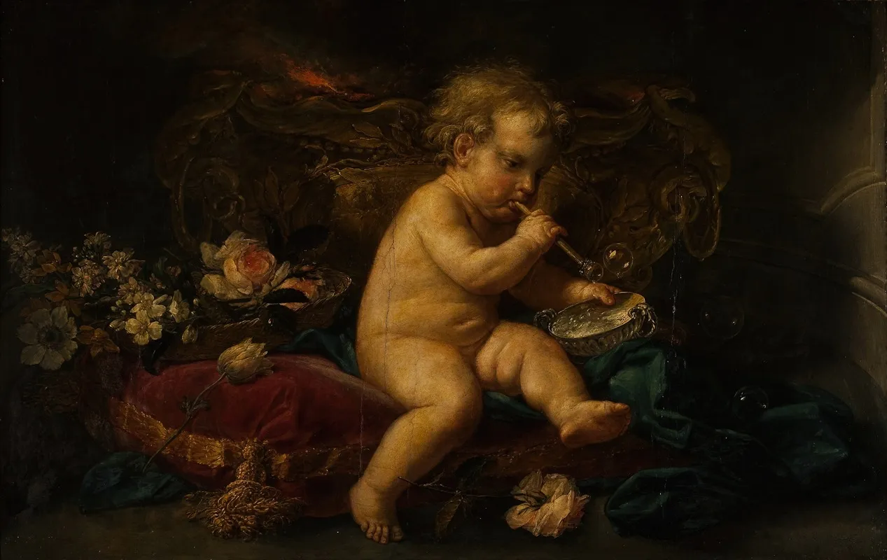 Boy Blowing Soap Bubbles Wall Art by Ignazio Stern - High-Resolution Digital Print