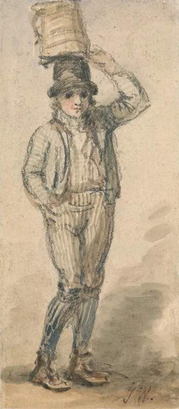 Boy Carrying A Pail On His Head Wall Art by James Ward - High-Resolution Digital Print