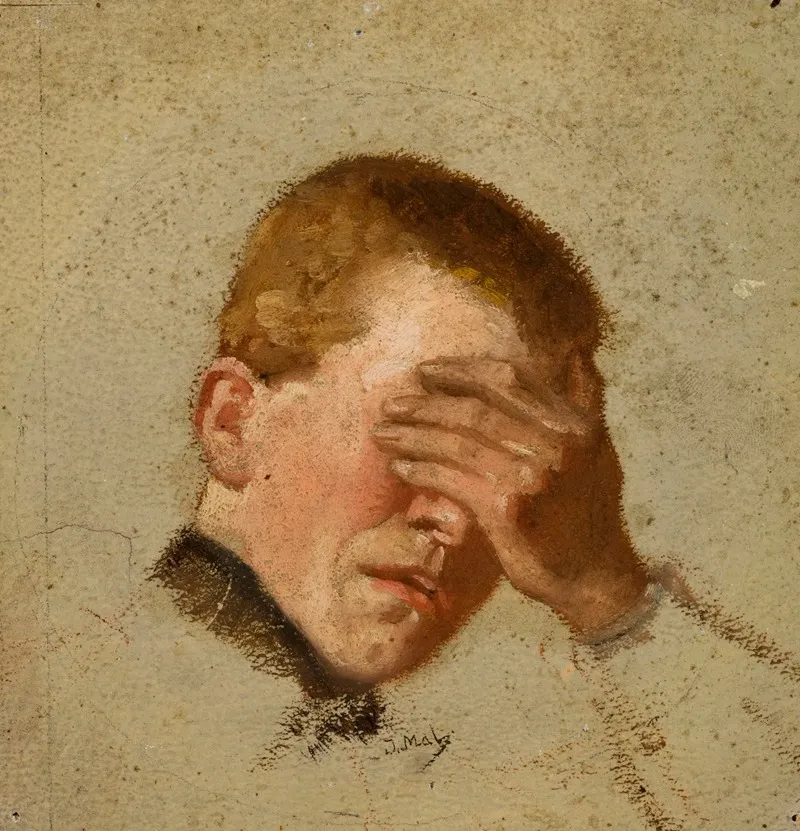 Boy Covering His Eyes Wall Art by Jacek Malczewski - High-Resolution Digital Print