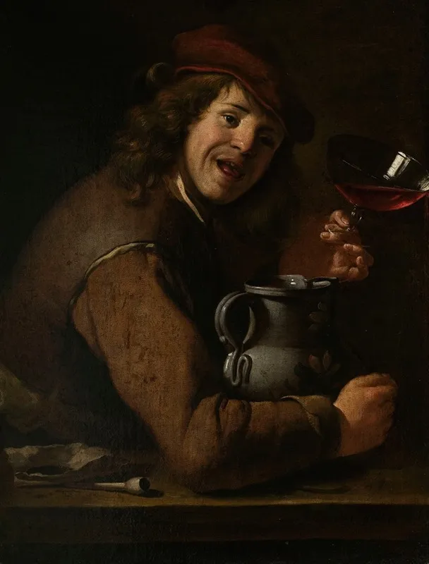 Boy Drinking Wine Wall Art by Jan Vermeer van Utrecht - High-Resolution Digital Print