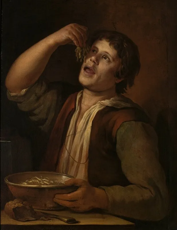 Boy Eating Pods Wall Art by Jan Vermeer van Utrecht - High-Resolution Digital Print