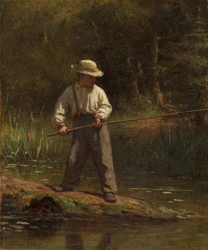Boy Fishing 3 Wall Art by Eastman Johnson - High-Resolution Digital Print