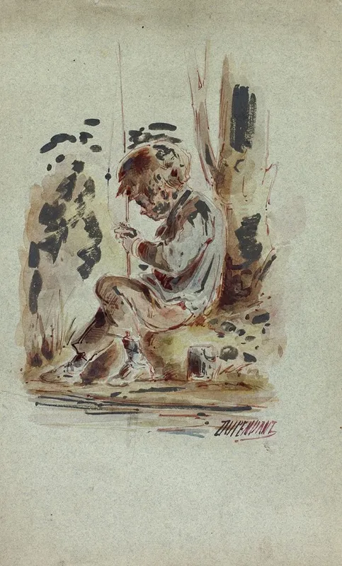 Boy Fishing 5 Wall Art by Dupenvant - High-Resolution Digital Print