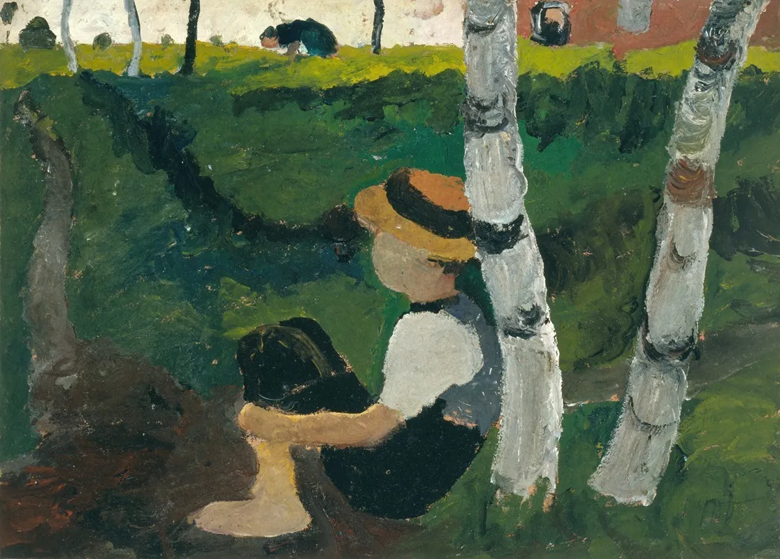 Boy On The Way Under Birch Trees Wall Art by Paula Modersohn-Becker - High-Resolution Digital Print