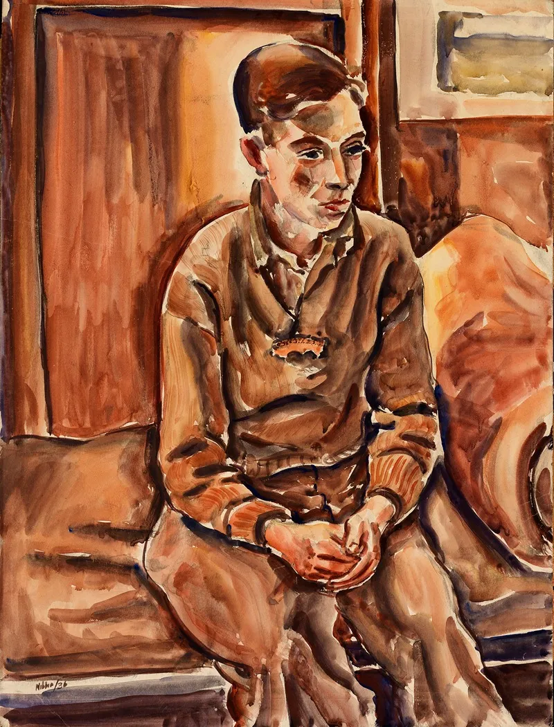 Boy Sitting On Cot Wall Art by James Nibbie - High-Resolution Digital Print