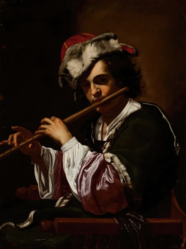 Boy With A Flute Wall Art by Follower Of Simon Vouet - High-Resolution Digital Print
