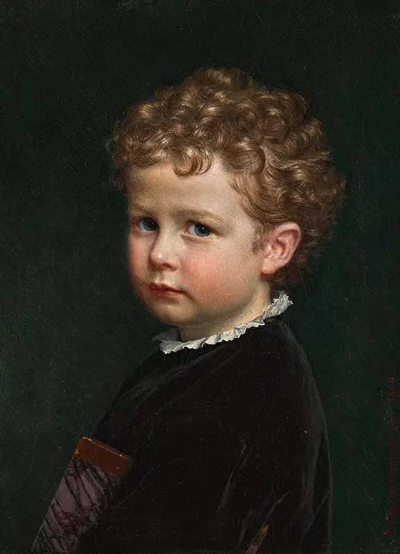 Boy With Curly Hair Wall Art by Johan Vilhelm Gertner - High-Resolution Digital Print