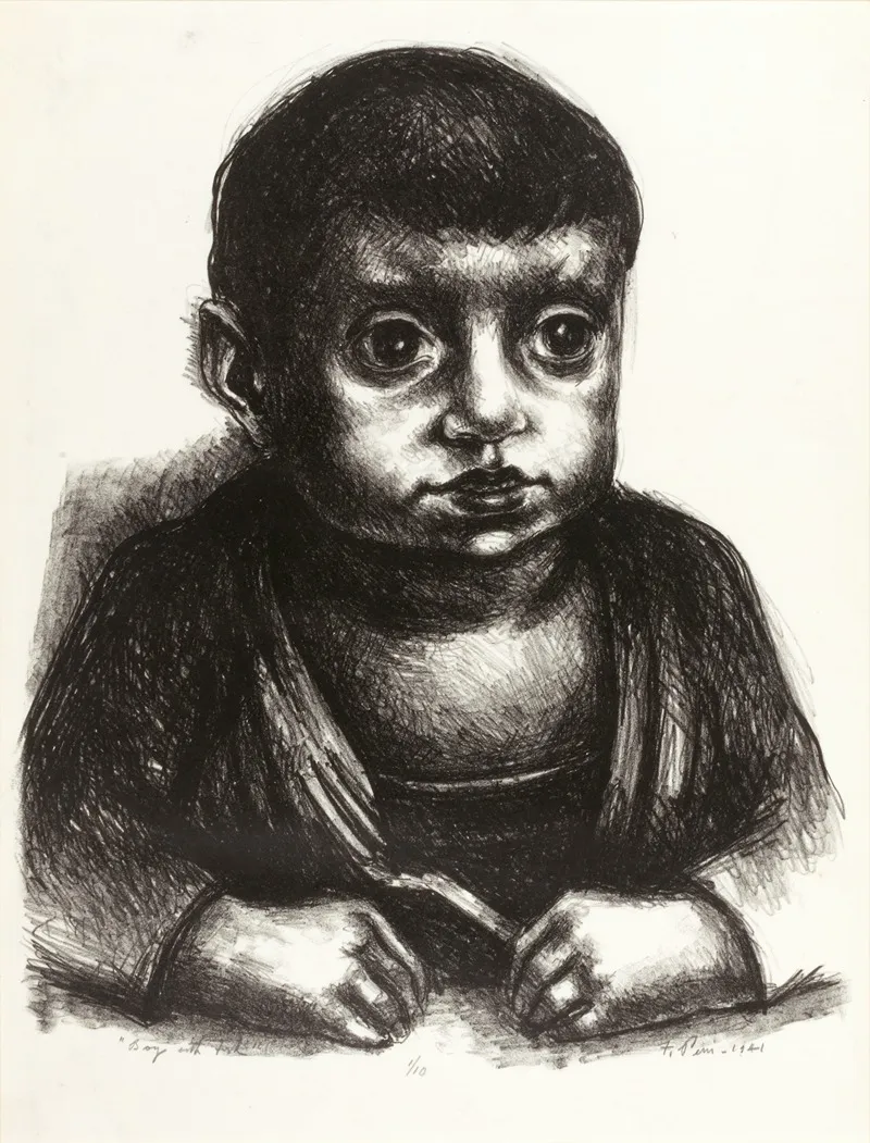 Boy With Fork Wall Art by Frank Perri - High-Resolution Digital Print