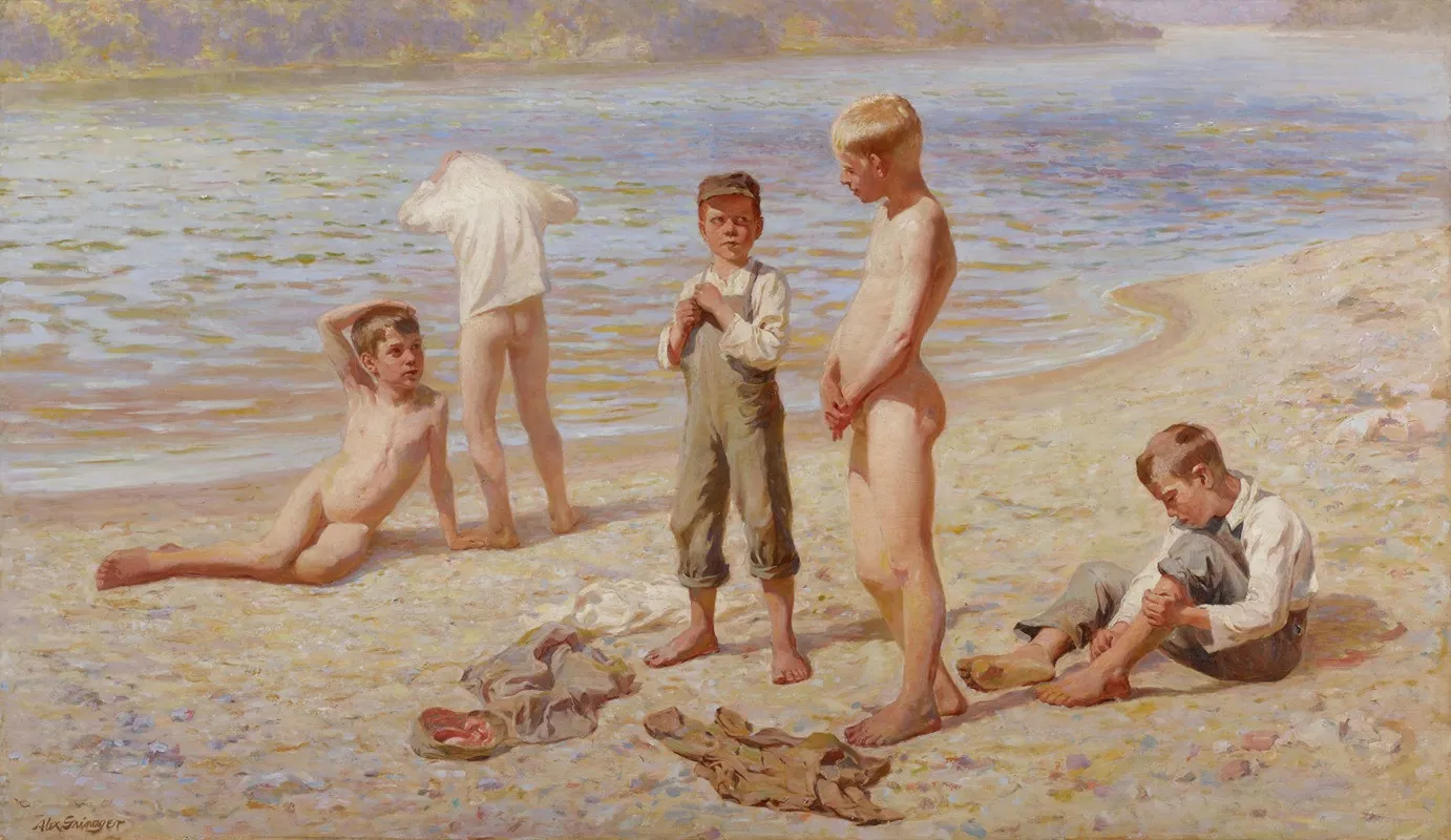 Boys Bathing 5 Wall Art by Alexander Grinager - High-Resolution Digital Print