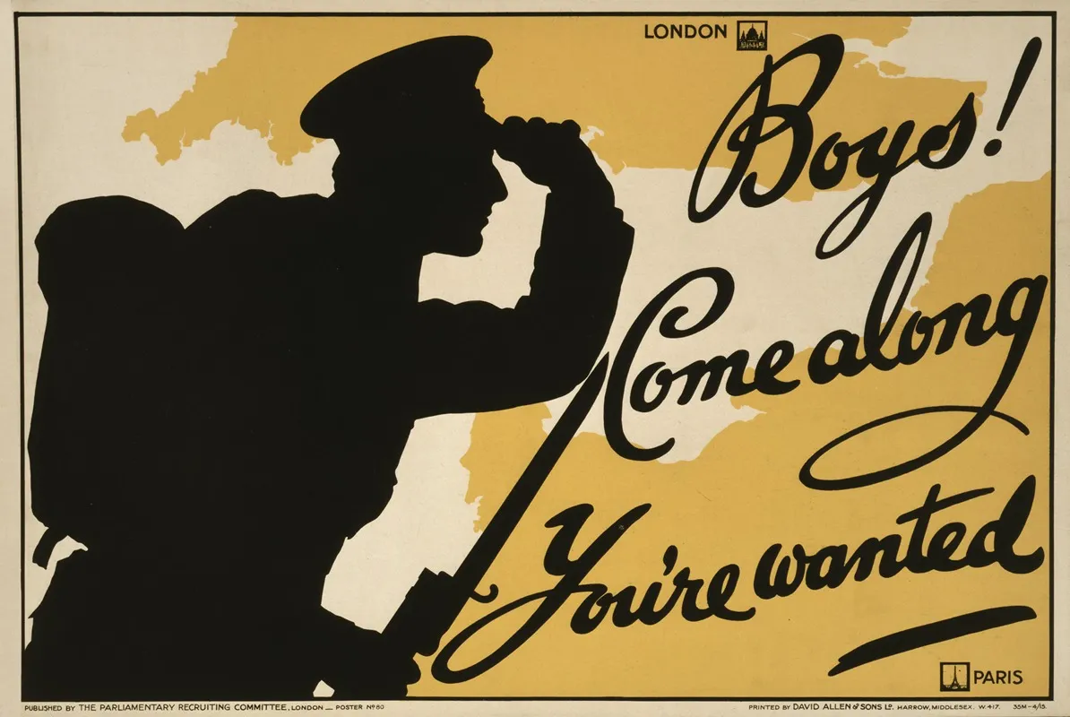 Boys Come Along Youre Wanted Wall Art by David Allen &amp; Sons - High-Resolution Digital Print
