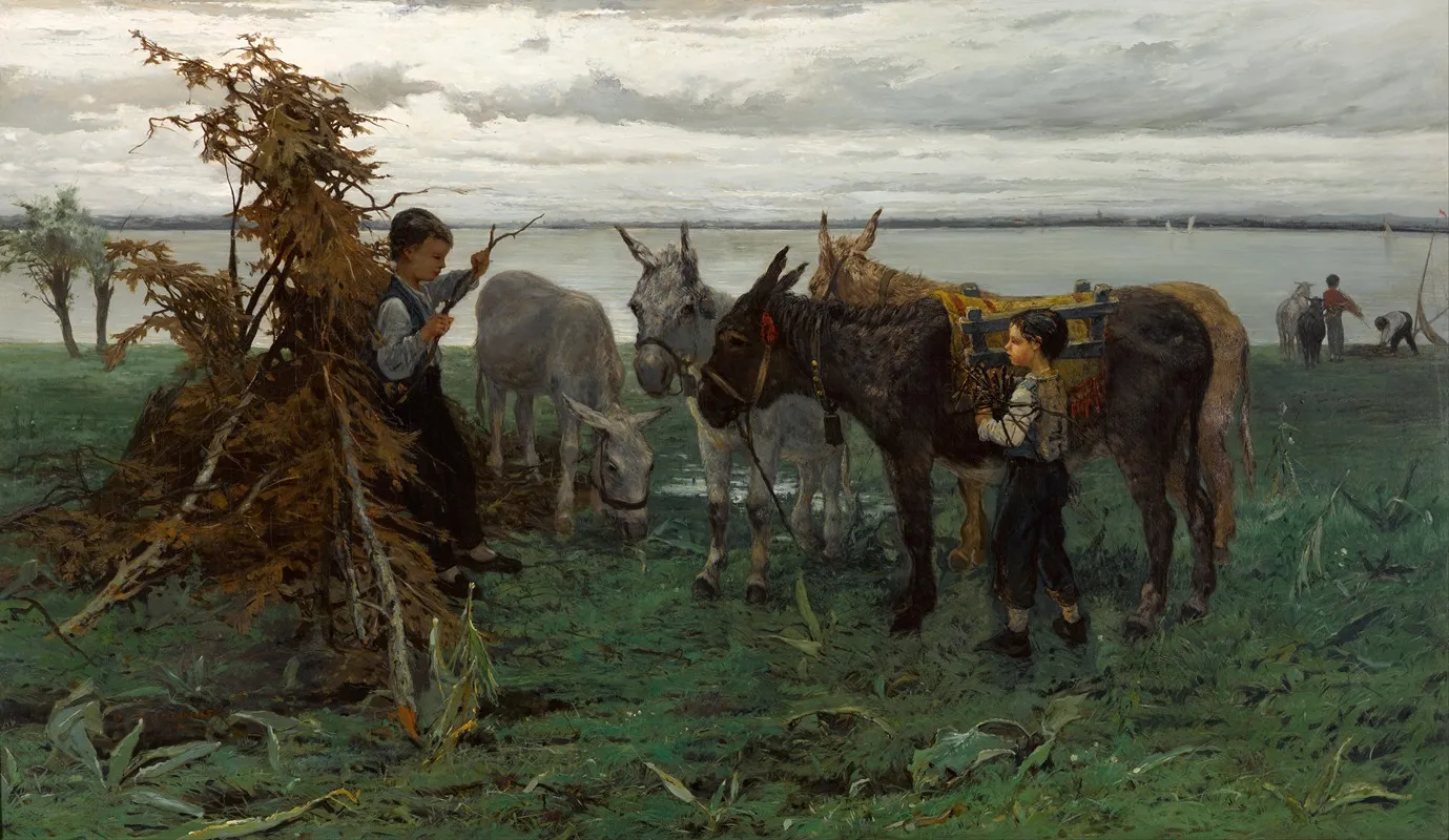 Boys Herding Donkeys Wall Art by Willem Maris - High-Resolution Digital Print
