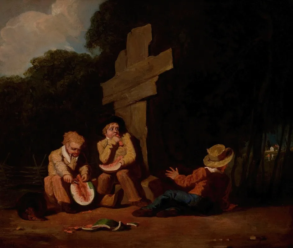 Boys Stealing Watermelons Wall Art by George H. Comegys - High-Resolution Digital Print