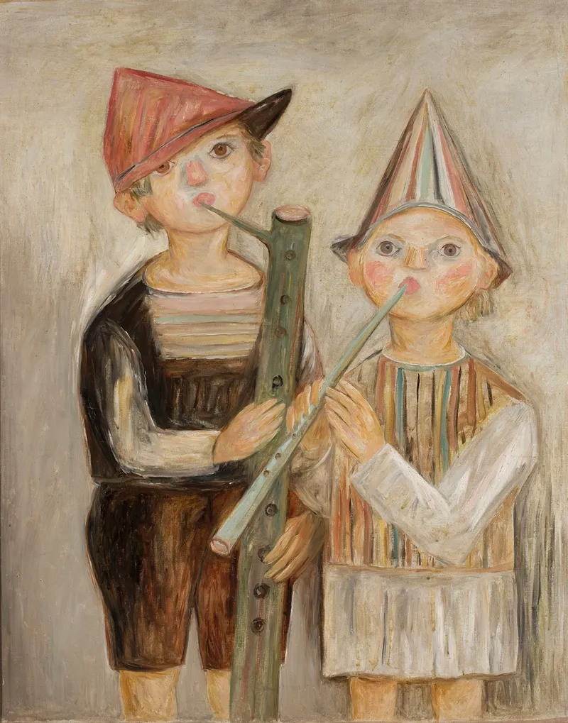 Boys With Rural Pipes Wall Art by Tadeusz Makowski - High-Resolution Digital Print