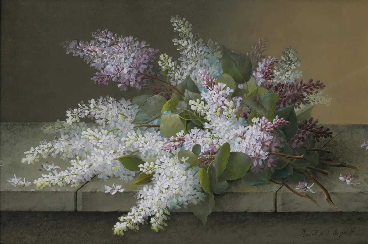 Branch Of Lilacs Wall Art by Raoul M. De Longpré - High-Resolution Digital Print