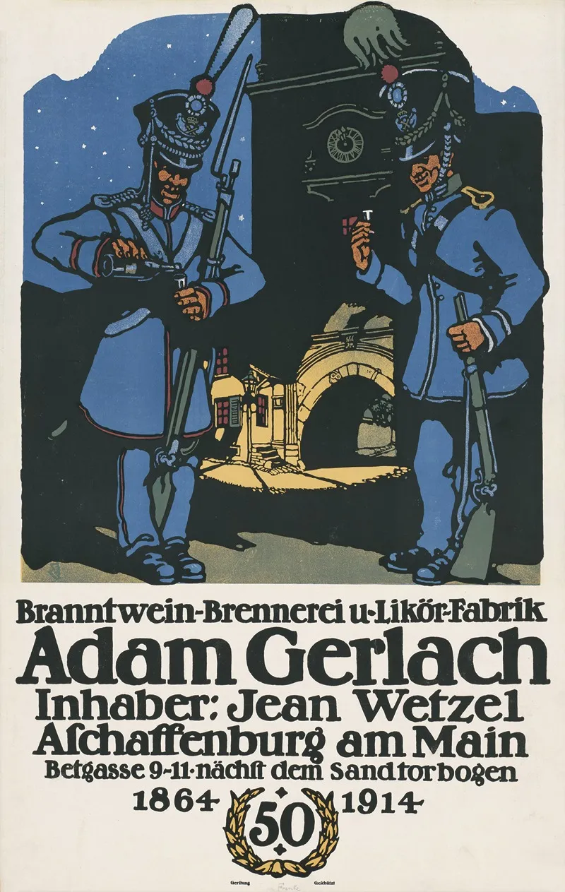 Branntwein Brennerei Und Likorfabrik Adam Gerlach Aschaffenburg Am Main Wall Art by Franz Franke - High-Resolution Digital Print