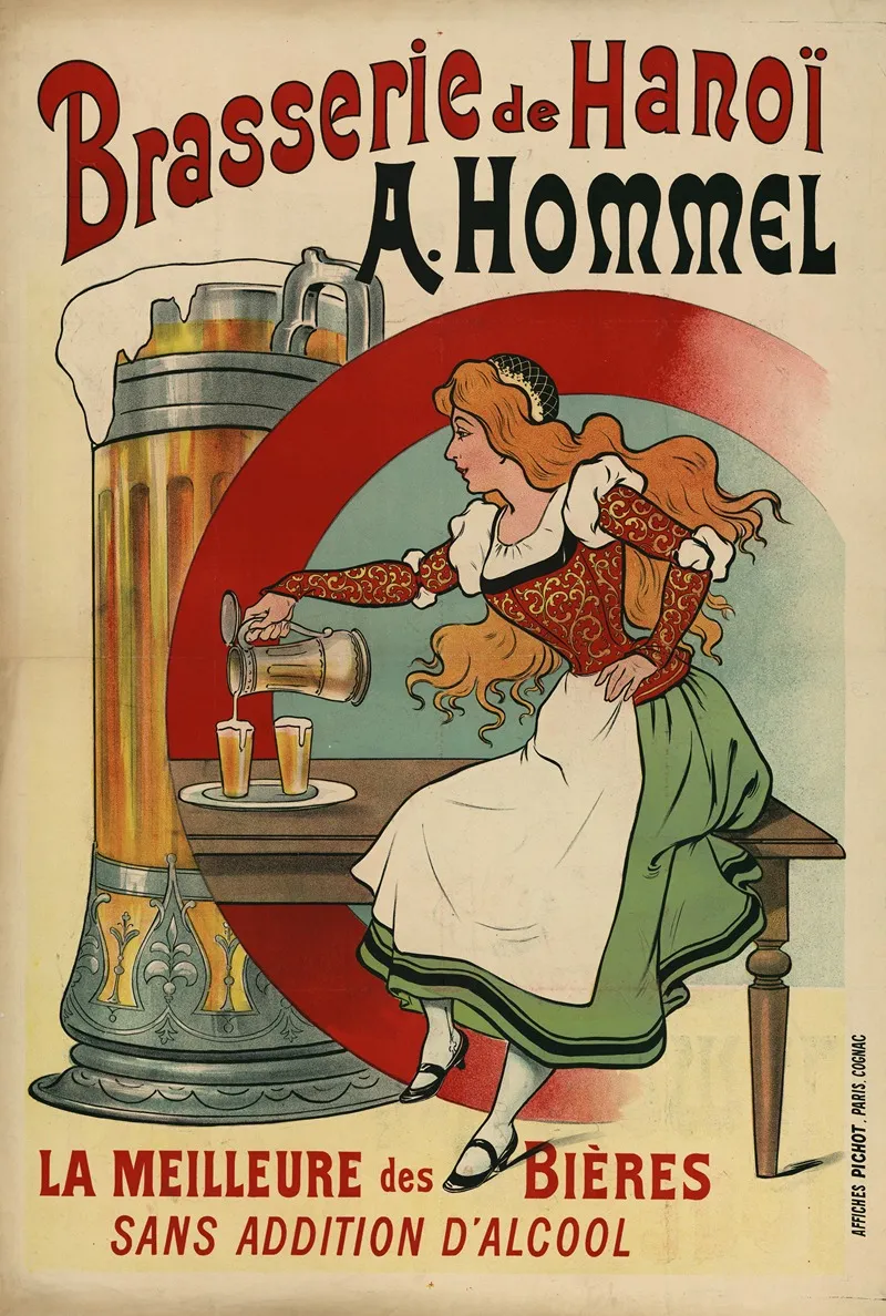 Brasserie De Hanoi A Hommel La Meilleure Des Bieres Wall Art by Eugène Pichot - High-Resolution Digital Print