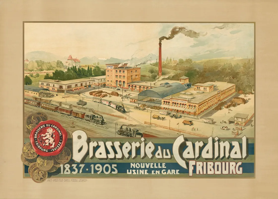 Brasserie Du Cardinal Fribourg Wall Art by Maurice Zimmermann - High-Resolution Digital Print