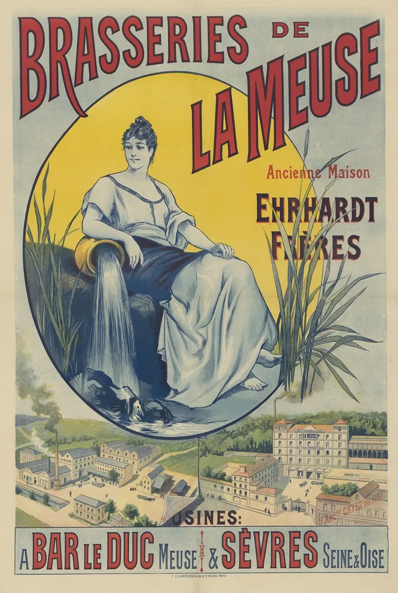 Brasseries De La Meuse Ancienne Maison Ehrhardt Freres Usines A Bar Le Duc Meuse Sevres Seine Oise Wall Art by Imp. F. Champenois - High-Resolution Digital Print
